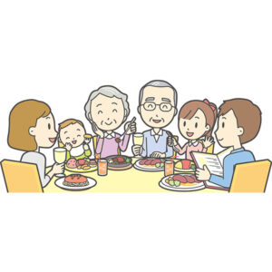家族で食事するイメージ